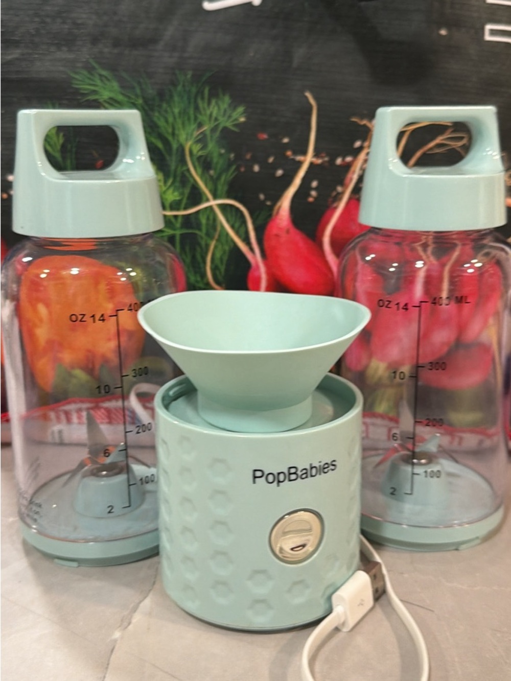 PopBabies Baby Bottle Warmer & Matching Bottles - Mint Green